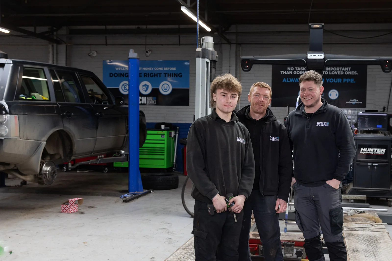 The DCM Autocentres team in the Shaftesbury workshop